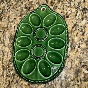 Vintage green deviled egg hanging tray made in Japan